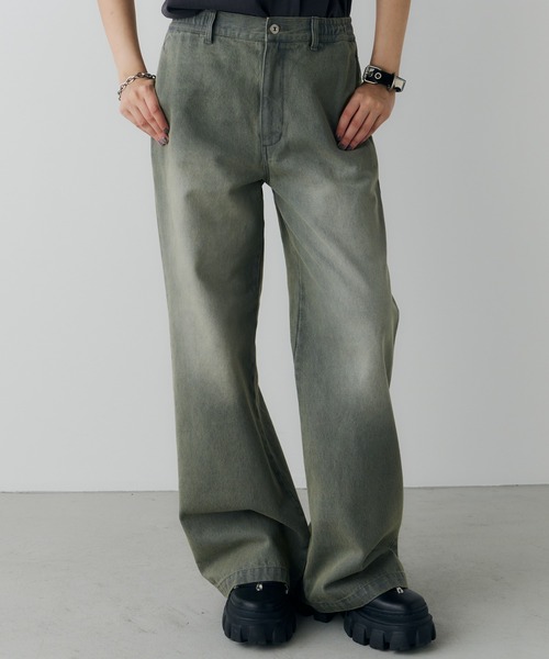 AIVER（アイバー）の「AIVER　オーバーダイフレアデニム（デニムパンツ・メンズ・ブラック/グリーン/パープル・SMALL/LARGE/MEDIUM）」の2枚目の写真