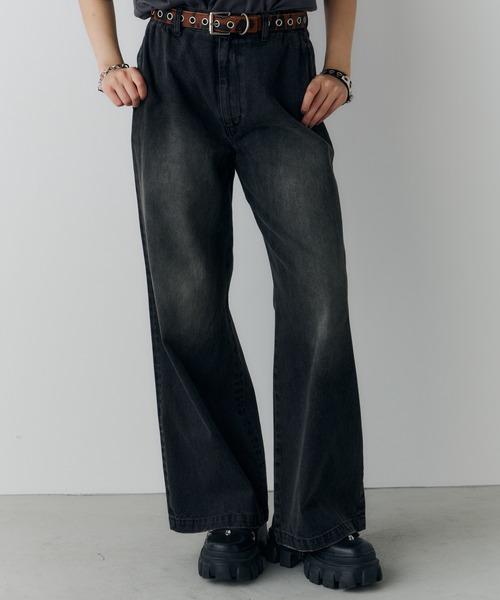 AIVER（アイバー）の「AIVER　オーバーダイフレアデニム（デニムパンツ・メンズ・ブラック/グリーン/パープル・SMALL/LARGE/MEDIUM）」の10枚目の写真