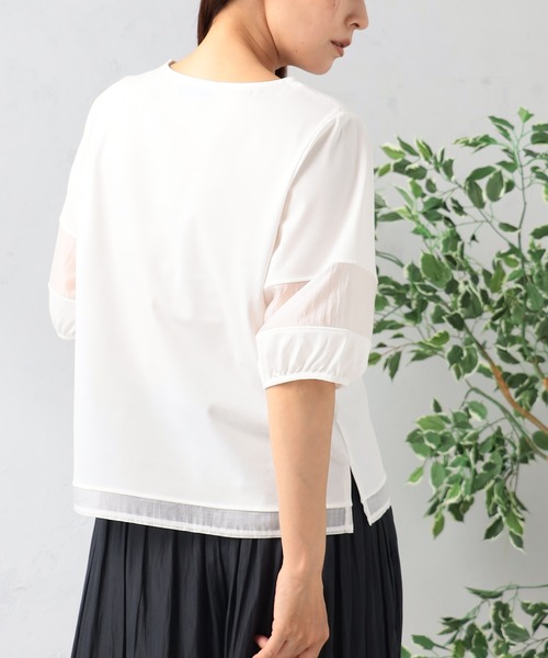 GALLORIA（ギャローリア）の「汗ジミ軽減　袖シアーランタンプルオーバー（Tシャツ/カットソー・レディース・ブラック/ホワイト/グリーン・S/M/L/LL）」の5枚目の写真