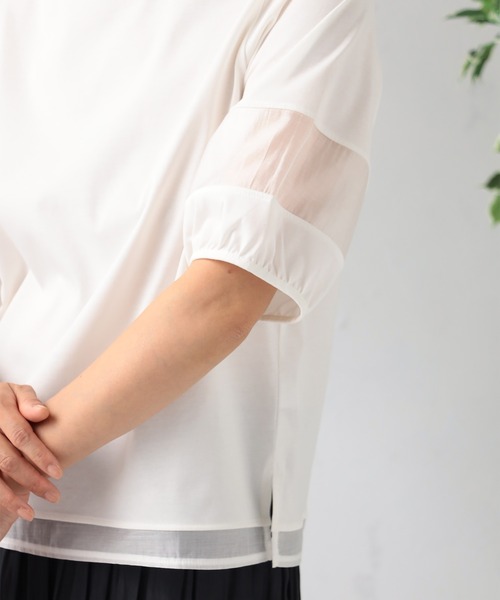 GALLORIA（ギャローリア）の「汗ジミ軽減　袖シアーランタンプルオーバー（Tシャツ/カットソー・レディース・ブラック/ホワイト/グリーン・S/M/L/LL）」の6枚目の写真