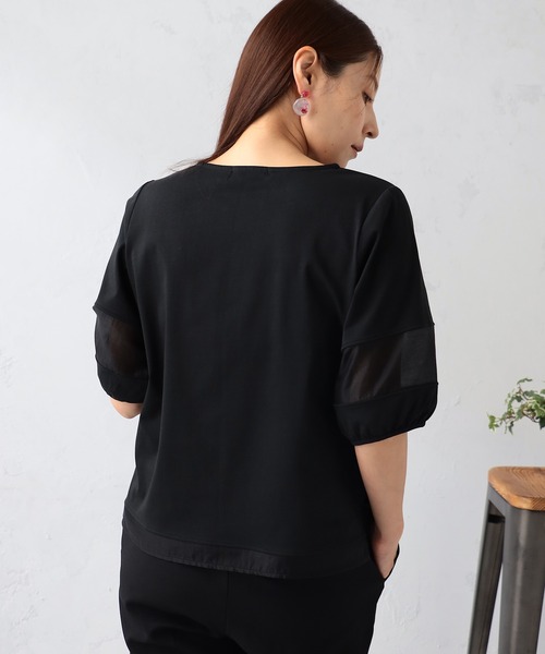 GALLORIA（ギャローリア）の「汗ジミ軽減　袖シアーランタンプルオーバー（Tシャツ/カットソー・レディース・ブラック/ホワイト/グリーン・S/M/L/LL）」の10枚目の写真