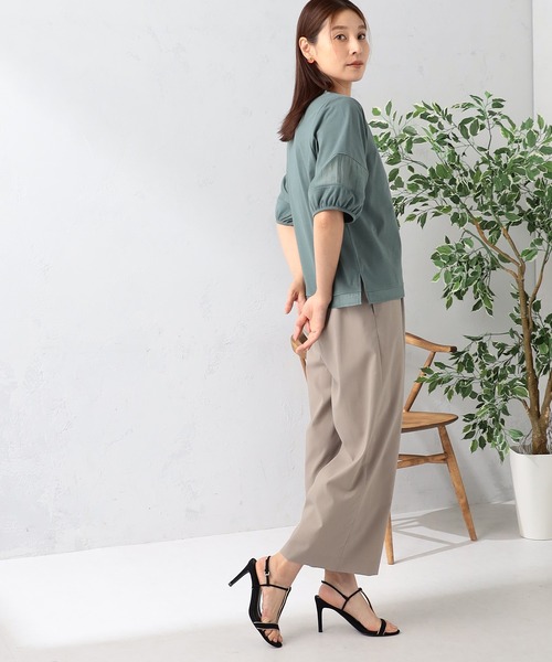 GALLORIA（ギャローリア）の「汗ジミ軽減　袖シアーランタンプルオーバー（Tシャツ/カットソー・レディース・ブラック/ホワイト/グリーン・S/M/L/LL）」の15枚目の写真