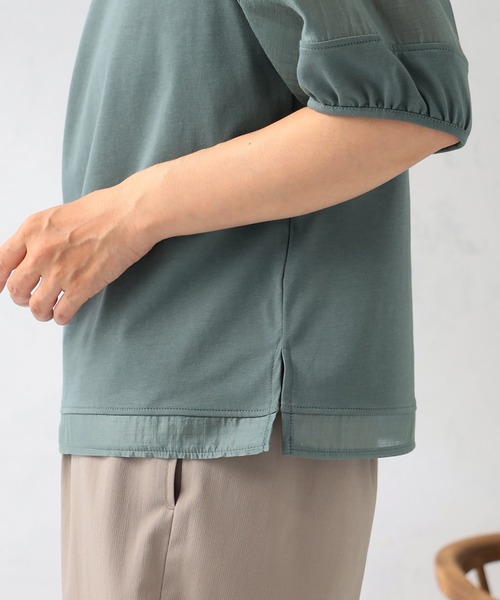 GALLORIA（ギャローリア）の「汗ジミ軽減　袖シアーランタンプルオーバー（Tシャツ/カットソー・レディース・ブラック/ホワイト/グリーン・S/M/L/LL）」の14枚目の写真