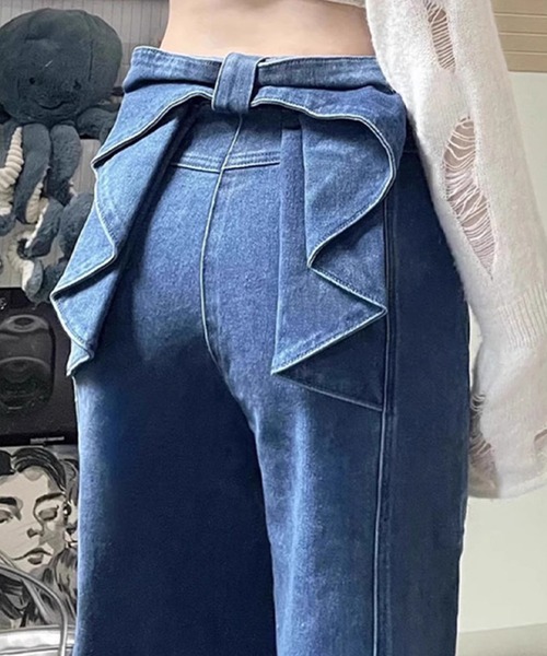 バッグ LE TECKEL ミディアムデニム ALAIA Le Teckel Medium Shoulder Bag in Denim - Bergdorf Goodman