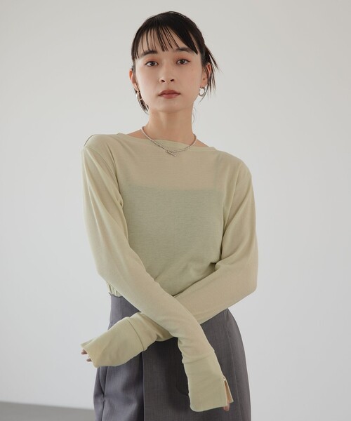 EMMEL REFINES＞EM テレコ ボートネック ロングスリーブ カットソー（T