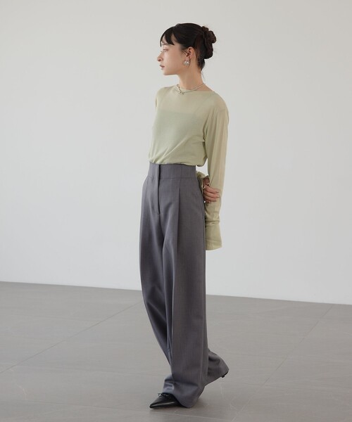 EMMEL REFINES(エメルリファインズ)の「<EMMEL REFINES>EM テレコ ボートネック ロングスリーブ カットソー(Tシャツ/カットソー・レディース・ホワイト/レッド/ライム/その他1・FREE)」の7枚目の写真