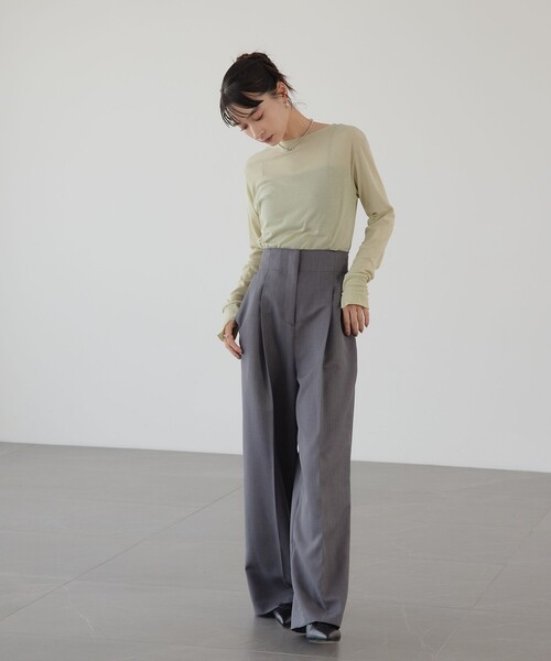 EMMEL REFINES(エメルリファインズ)の「<EMMEL REFINES>EM テレコ ボートネック ロングスリーブ カットソー(Tシャツ/カットソー・レディース・ホワイト/レッド/ライム/その他1・FREE)」の8枚目の写真