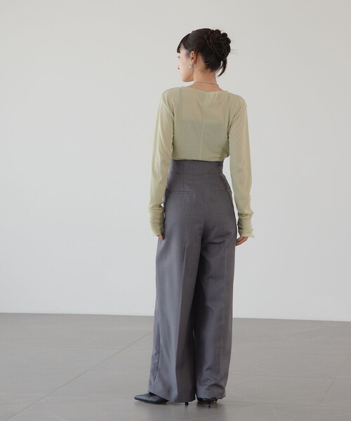 EMMEL REFINES(エメルリファインズ)の「<EMMEL REFINES>EM テレコ ボートネック ロングスリーブ カットソー(Tシャツ/カットソー・レディース・ホワイト/レッド/ライム/その他1・FREE)」の9枚目の写真
