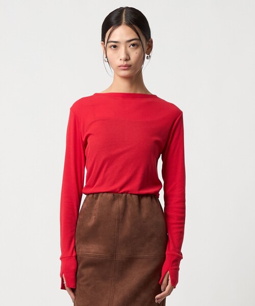 EMMEL REFINES(エメルリファインズ)の「<EMMEL REFINES>EM テレコ ボートネック ロングスリーブ カットソー(Tシャツ/カットソー・レディース・ホワイト/レッド/ライム/その他1・FREE)」の12枚目の写真