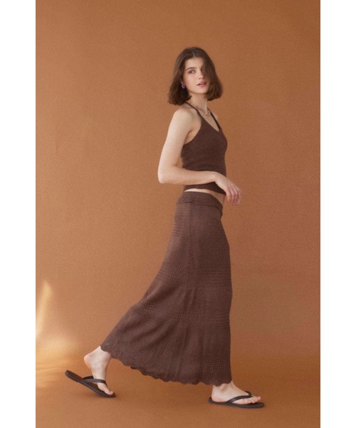 ALEXIA STAM(アリシアスタン)の「Knit Maxi Flare Skirt /ニットロングスカート(スカート・レディース・ブラウン/グリーン/ピンク・M/S)」の2枚目の写真