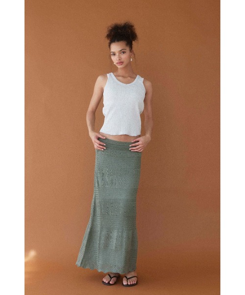 ALEXIA STAM(アリシアスタン)の「Knit Maxi Flare Skirt /ニットロングスカート(スカート・レディース・ブラウン/グリーン/ピンク・M/S)」の3枚目の写真