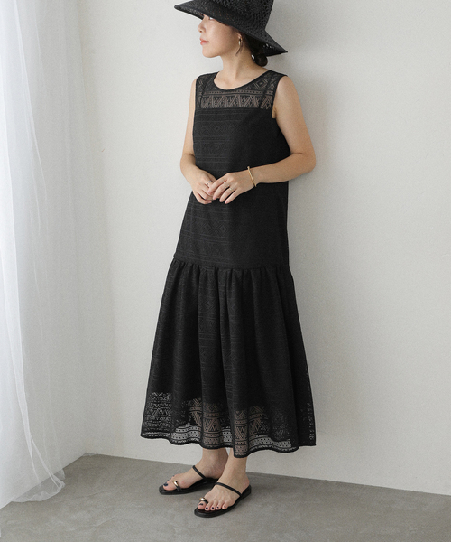 La TOTALITE（ラトータリテ）の「【洗える】レースティアードワンピース（ワンピース・レディース・ブラック/ホワイト・36/38）」の20枚目の写真