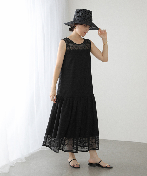 La TOTALITE（ラトータリテ）の「【洗える】レースティアードワンピース（ワンピース・レディース・ブラック/ホワイト・36/38）」の21枚目の写真
