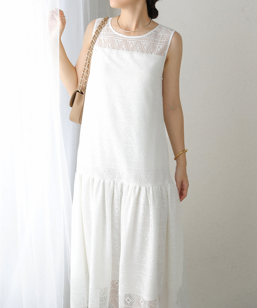 La TOTALITE（ラトータリテ）の「【洗える】レースティアードワンピース（ワンピース・レディース・ブラック/ホワイト・36/38）」の3枚目の写真