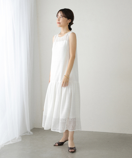 La TOTALITE（ラトータリテ）の「【洗える】レースティアードワンピース（ワンピース・レディース・ブラック/ホワイト・36/38）」の5枚目の写真