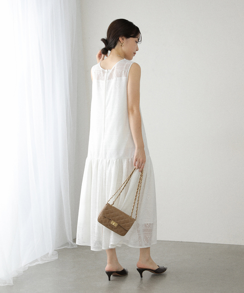 La TOTALITE（ラトータリテ）の「【洗える】レースティアードワンピース（ワンピース・レディース・ブラック/ホワイト・36/38）」の6枚目の写真