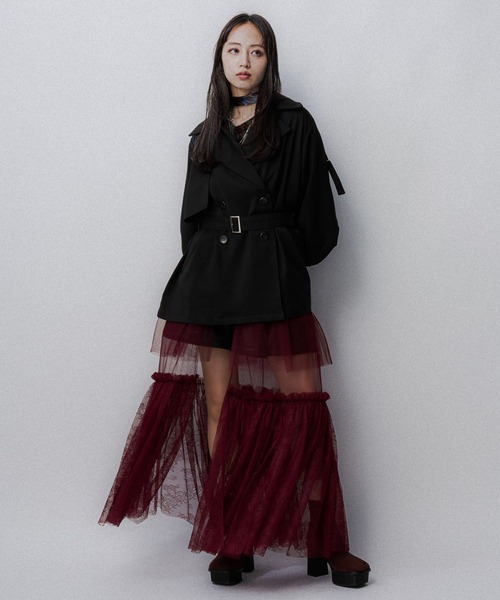 HARE（ハレ）の「ソデ2WAYトレンチジャケット(HARE)（トレンチコート・レディース・グレー/ブラック・FREE）」の3枚目の写真