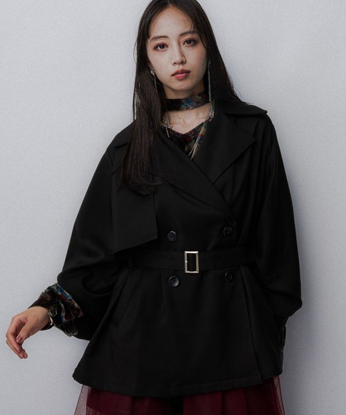 HARE（ハレ）の「ソデ2WAYトレンチジャケット(HARE)（トレンチコート・レディース・グレー/ブラック・FREE）」の5枚目の写真