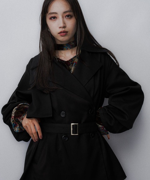 HARE（ハレ）の「ソデ2WAYトレンチジャケット(HARE)（トレンチコート・レディース・グレー/ブラック・FREE）」の7枚目の写真