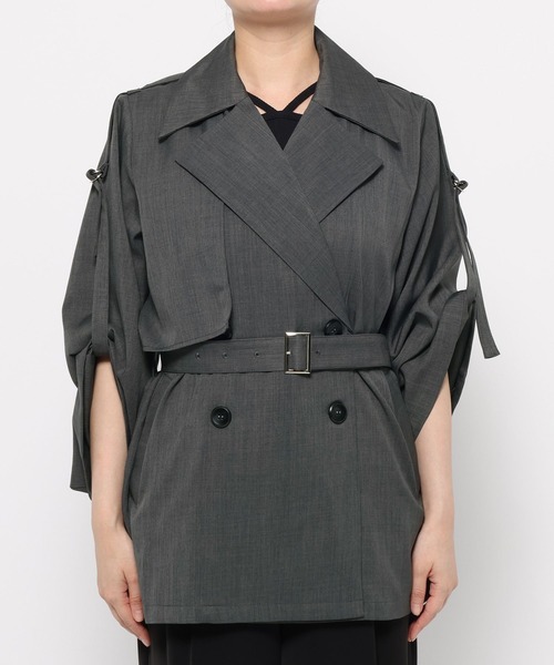 HARE（ハレ）の「ソデ2WAYトレンチジャケット(HARE)（トレンチコート・レディース・グレー/ブラック・FREE）」の21枚目の写真