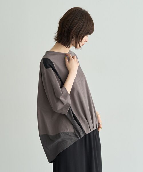 Editt by YECCA VECCA(エディットバイイェッカヴェッカ)の「素材MIXカットプルオーバー(Tシャツ/カットソー・レディース・ホワイト/グレー/ブラック・FREE)」の6枚目の写真