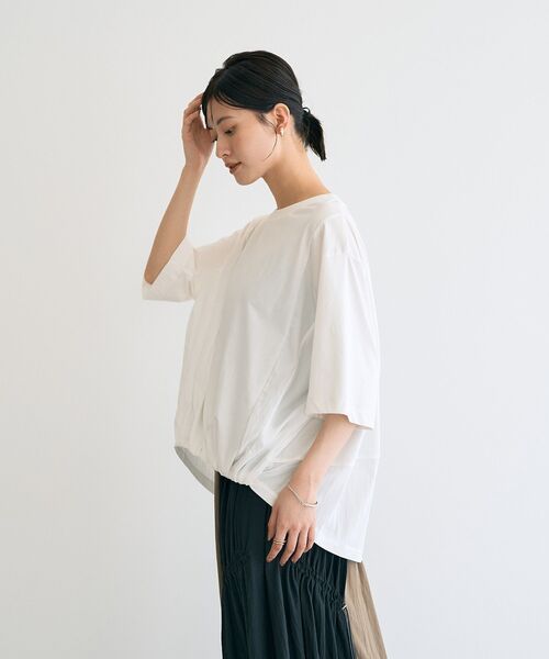 Editt by YECCA VECCA(エディットバイイェッカヴェッカ)の「素材MIXカットプルオーバー(Tシャツ/カットソー・レディース・ホワイト/グレー/ブラック・FREE)」の8枚目の写真