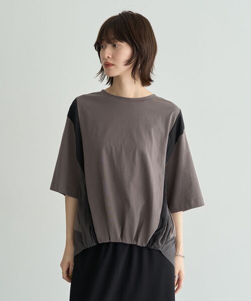 Editt by YECCA VECCA(エディットバイイェッカヴェッカ)の「素材MIXカットプルオーバー(Tシャツ/カットソー・レディース・ホワイト/グレー/ブラック・FREE)」の22枚目の写真