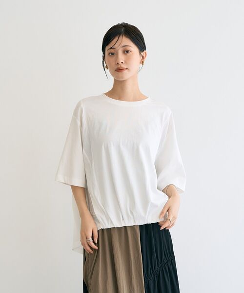 Editt by YECCA VECCA(エディットバイイェッカヴェッカ)の「素材MIXカットプルオーバー(Tシャツ/カットソー・レディース・ホワイト/グレー/ブラック・FREE)」の4枚目の写真