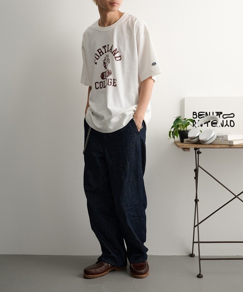 DISCUS(ディスカス)の「【DISCUS】USAコットン ヘビーウェイト 半袖プリントスウェットTシャツ 6273-8101 MNY / カレッジロゴ ビッグシルエット オーバーサイズ(Tシャツ/カットソー・メンズ・オフホワイト/オートミール/ネイビー/ブラック・XL/M/L)」の9枚目の写真