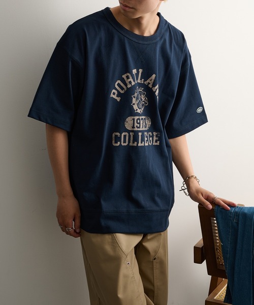 DISCUS(ディスカス)の「【DISCUS】USAコットン ヘビーウェイト 半袖プリントスウェットTシャツ 6273-8101 MNY / カレッジロゴ ビッグシルエット オーバーサイズ(Tシャツ/カットソー・メンズ・オフホワイト/オートミール/ネイビー/ブラック・XL/M/L)」の22枚目の写真