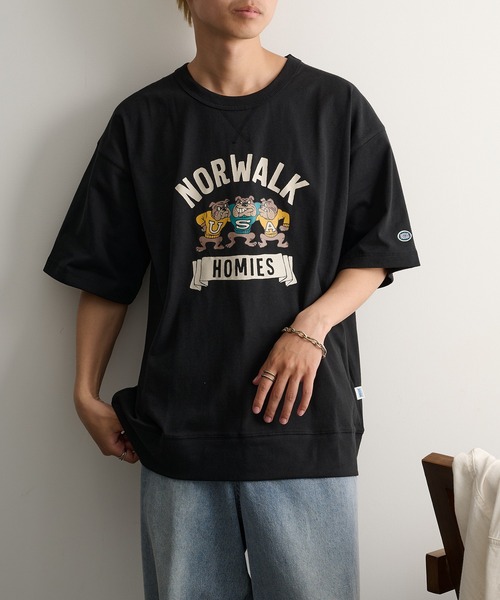 DISCUS(ディスカス)の「【DISCUS】USAコットン ヘビーウェイト 半袖プリントスウェットTシャツ 6273-8101 MNY / カレッジロゴ ビッグシルエット オーバーサイズ(Tシャツ/カットソー・メンズ・オフホワイト/オートミール/ネイビー/ブラック・XL/M/L)」の11枚目の写真