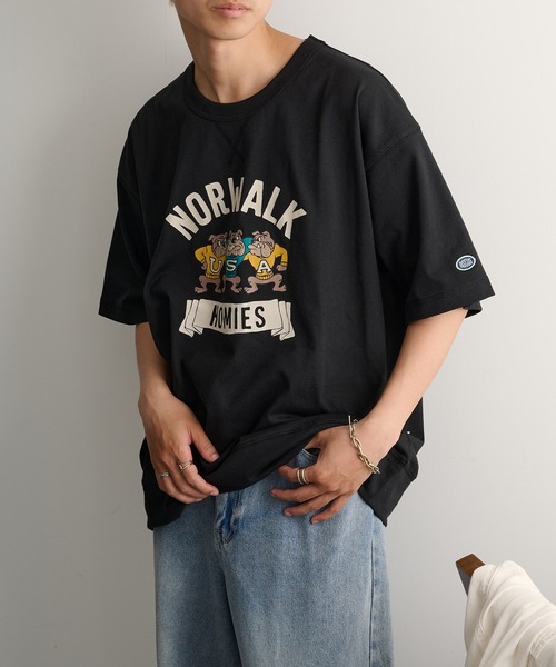 DISCUS(ディスカス)の「【DISCUS】USAコットン ヘビーウェイト 半袖プリントスウェットTシャツ 6273-8101 MNY / カレッジロゴ ビッグシルエット オーバーサイズ(Tシャツ/カットソー・メンズ・オフホワイト/オートミール/ネイビー/ブラック・XL/M/L)」の12枚目の写真