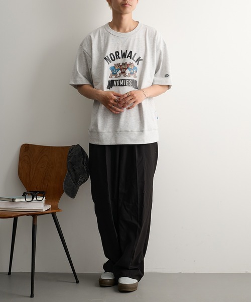 DISCUS(ディスカス)の「【DISCUS】USAコットン ヘビーウェイト 半袖プリントスウェットTシャツ 6273-8101 MNY / カレッジロゴ ビッグシルエット オーバーサイズ(Tシャツ/カットソー・メンズ・オフホワイト/オートミール/ネイビー/ブラック・XL/M/L)」の19枚目の写真