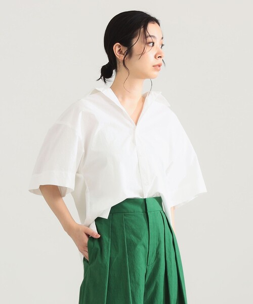 Demi-Luxe BEAMS（デミルクス ビームス）の「【1/9再値下げ】AK+1 / ハーフスリーブ コットン シャツ（シャツ/ブラウス・レディース・サックスブルー/ホワイト・ONE SIZE）」の6枚目の写真