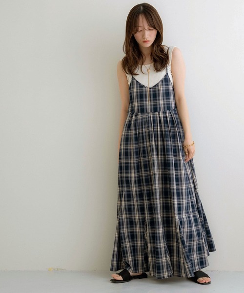 NOAHL(ノアル)の「【NOAHL】2wayチェック柄キャミソールワンピース(ワンピース・レディース・ブラック系/ネイビー系・S/M)」の18枚目の写真