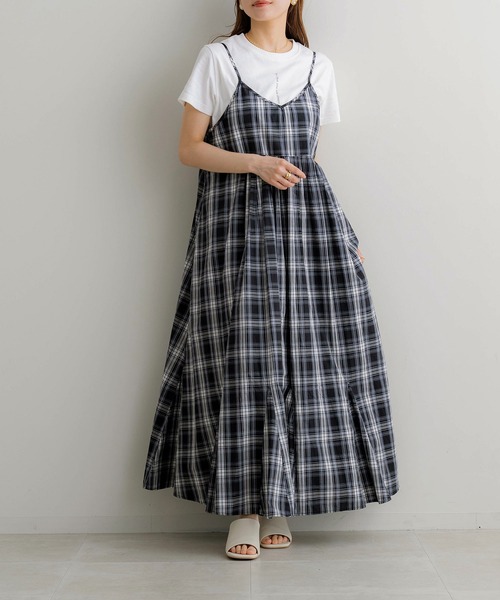 NOAHL(ノアル)の「【NOAHL】2wayチェック柄キャミソールワンピース(ワンピース・レディース・ブラック系/ネイビー系・S/M)」の3枚目の写真