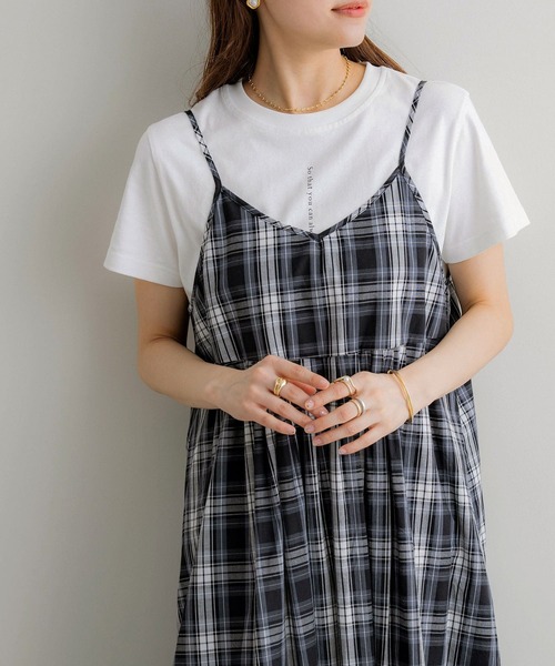 NOAHL(ノアル)の「【NOAHL】2wayチェック柄キャミソールワンピース(ワンピース・レディース・ブラック系/ネイビー系・S/M)」の8枚目の写真