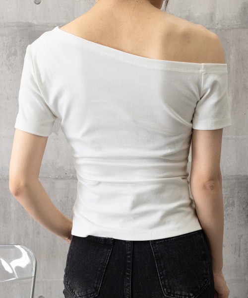 セール】ワンショルダーTシャツオフショルダー夏服（Tシャツ