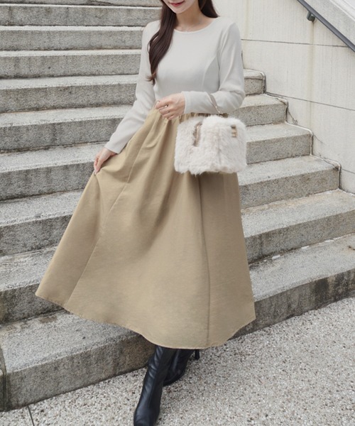 junoah(ジュノア)の「異素材ドッキングバックオープンワンピース(ワンピース・レディース・ライトベージュ/チャコール/ブラック・MEDIUM/SMALL/LARGE)」の7枚目の写真