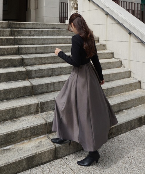 異素材ドッキングバックオープンワンピース（ワンピース）｜JUNOAH