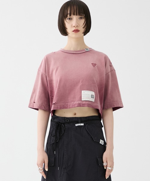 tシャツ 「MIHARA YASUHIRO/ミハラヤスヒロ」SUN FADED CROPPED TEE/サンフェイデッドクロップドTシャツ レディース MIHARA YASUHIRO/ミハラヤスヒロ】SUN FADED CROPPED TEE/サン