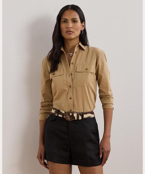 LAUREN RALPH LAUREN(ローレン ラルフ ローレン)の「リラックス フィット フェザーウエイト コットン シャツ(シャツ/ブラウス・レディース・ブラウン系6・XXS/XS/S/M/L)」の1枚目の写真
