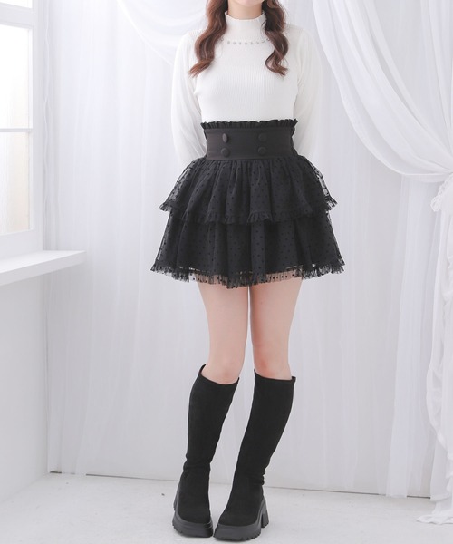 DearMyLove(ディアマイラブ)の「ハートドットチュールティアードスカート【大きいサイズ有り】(スカート・レディース・ブラック/ベビーピンク・MEDIUM/LARGE/LL/3L)」の15枚目の写真