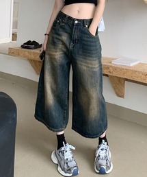 yuue' ( wear ) | ウォッシュ加工バギーハーフデニムパンツ(デニムパンツ)