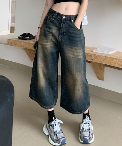 yuue' ( wear )（ユーイ）の「ウォッシュ加工バギーハーフデニムパンツ（デニムパンツ・レディース・ブラック/ブルー系その他/ブルー/ホワイト/ライトブルー・L/M/S）」の21枚目の写真