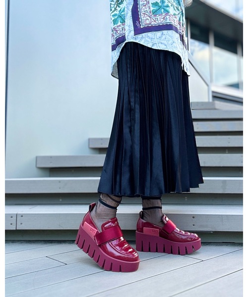 【中古】ユナイテッドヌード UNITED NUDE Glip Trooper Lo 厚底ローファー エナメル レザー 革 ロゴ 面テープ 38 黒 セール】Grip Trooper Lo（ローファー）｜UNITED NUDE（ユナイテッド