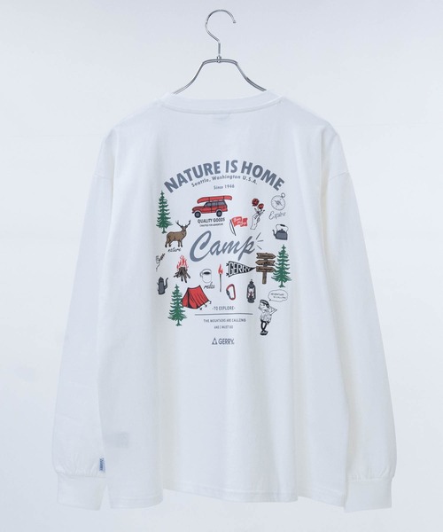 GERRY(ジェリー)の「【ag】〔GERRY/ジェリー〕 ワンポイントロゴ刺繍 バックロゴ/イラストプリント ロンT(Tシャツ/カットソー・メンズ・ブラック系1/ライトグレー系2/ブラック系2/ライトグレー系1/ホワイト系1/ホワイト系2/ブラウン系1/ブラック系3/ライトグレー系3/ホワイト系3・MEDIUM/LARGE)」の2枚目の写真