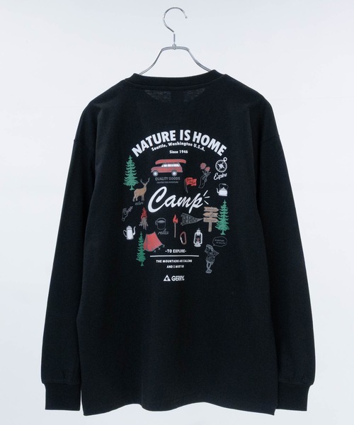 GERRY(ジェリー)の「【ag】〔GERRY/ジェリー〕 ワンポイントロゴ刺繍 バックロゴ/イラストプリント ロンT(Tシャツ/カットソー・メンズ・ブラック系1/ライトグレー系2/ブラック系2/ライトグレー系1/ホワイト系1/ホワイト系2/ブラウン系1/ブラック系3/ライトグレー系3/ホワイト系3・MEDIUM/LARGE)」の5枚目の写真
