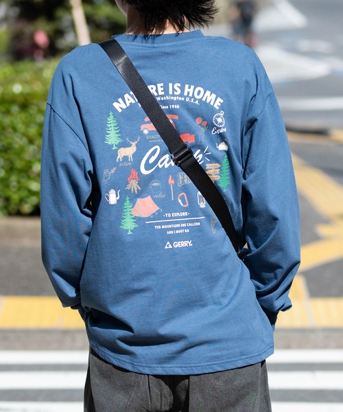 GERRY(ジェリー)の「【ag】〔GERRY/ジェリー〕 ワンポイントロゴ刺繍 バックロゴ/イラストプリント ロンT(Tシャツ/カットソー・メンズ・ブラック系1/ライトグレー系2/ブラック系2/ライトグレー系1/ホワイト系1/ホワイト系2/ブラウン系1/ブラック系3/ライトグレー系3/ホワイト系3・MEDIUM/LARGE)」の13枚目の写真
