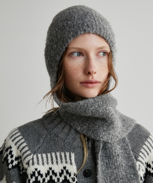 Auntie Rosa Holiday（アンティローザホリデー）の「ブークレイヤーフラップビーニー（ニットキャップ/ビーニー・レディース・ブラック/グレー・FREE）」の7枚目の写真